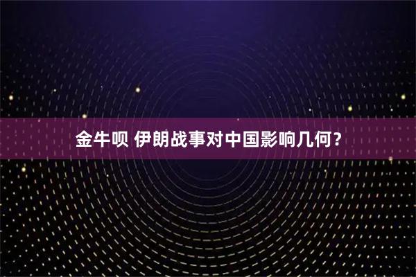 金牛呗 伊朗战事对中国影响几何？
